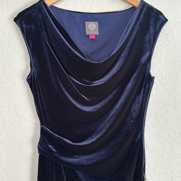 NEW Vince Camuto Midnight Blue Velvet Wrap Dress Sleeveless Size 6 Party $128 - Picture 2 of 8